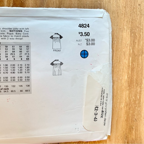 Butterick Strawberry Shortcake Fashions Pattern 4824 Drop Waist Dress Sz 2-3-4 - Picture 7 of 7